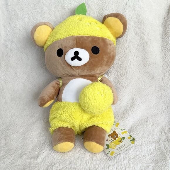 San-X Rilakkuma A Basketful Of Lemons Outfit Teddy Bear 14” Plush Toy NWT - Picture 1 of 5